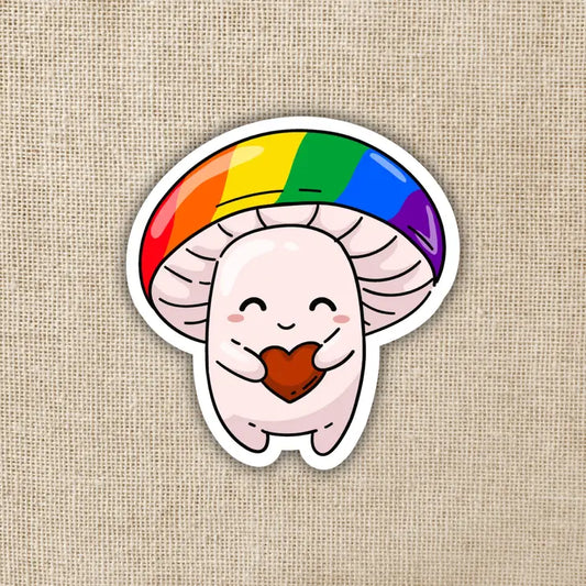 GAY PRIDE FLAG MUSHROOM STICKER