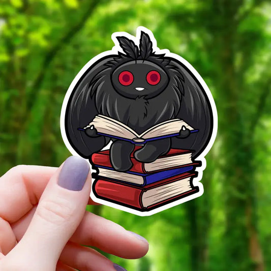 MOTHMAN READING BOOKS STICKER