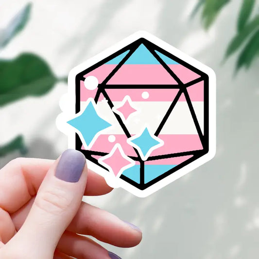 TRANS PRIDE POLYHEDRAL D20 STICKER