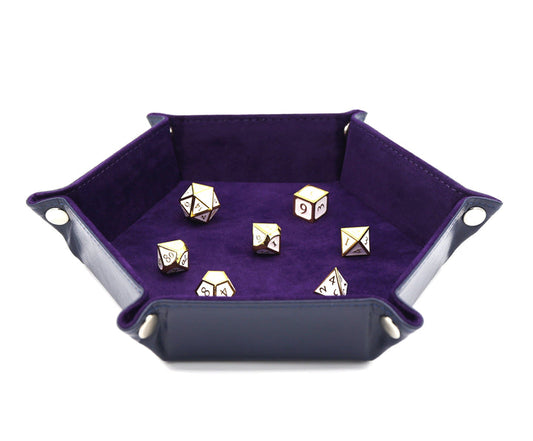 NAVY W PURPLE LEATHERETTE/VELVET HEX TRAY